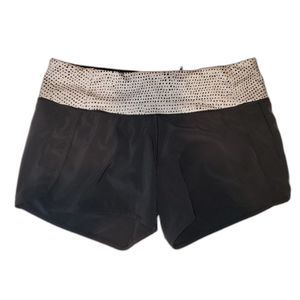 Lululemon Run Times Shorts Black Speckle Dot Parfait Pink Black Size 6